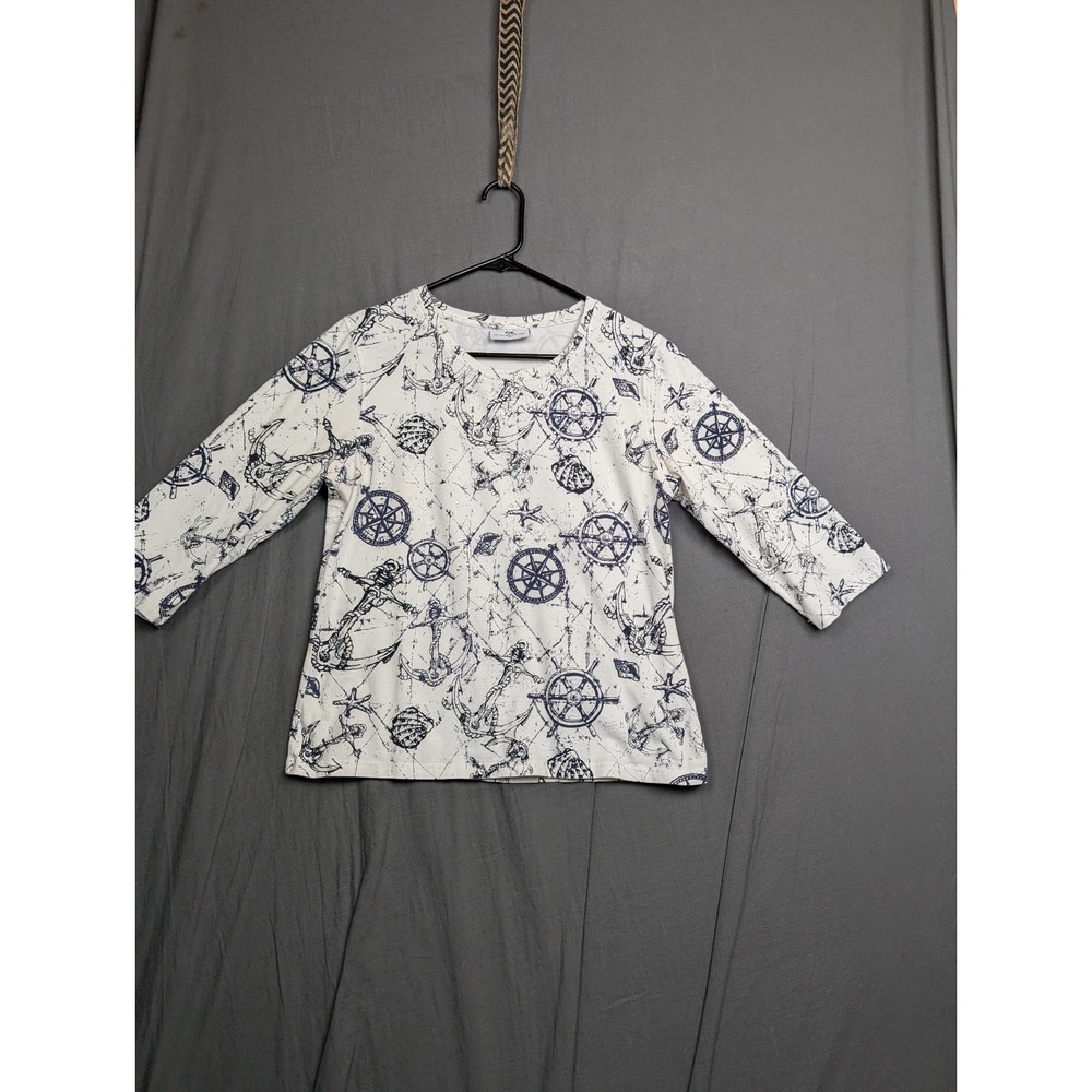 Princess Cruises Top Women's Nautical 3/4 Sleeve Medium Anchors and‎ Shells